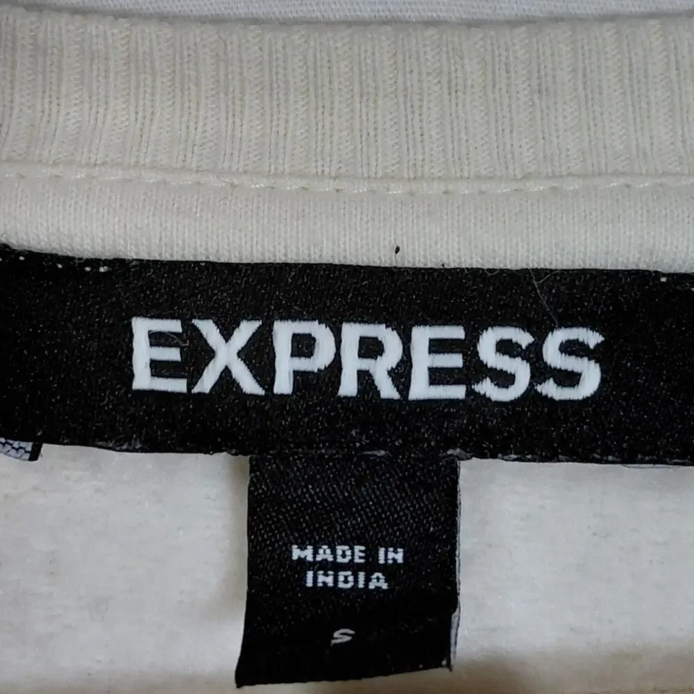 Express Puff Sleeve Rhinestone Beaded Shoulder Knit Sweater Women Size S